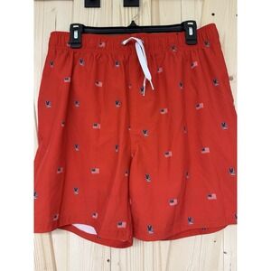 Trunks Surf & Swim Co. Men's Size Large No Liner Swim Trunks USA Flag Peace
